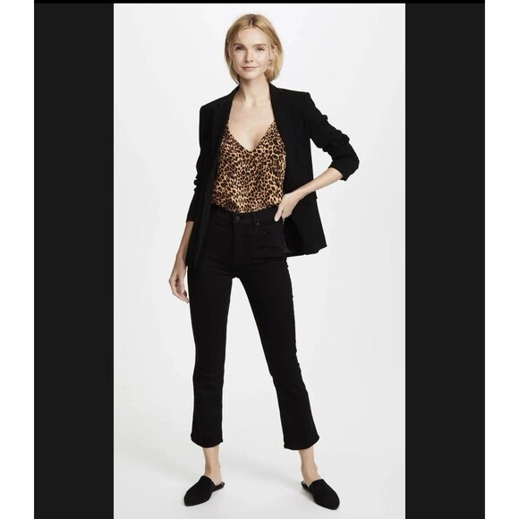 MOTHER Anthropologie The Insider Crop Jeans 26 in Not Guilty Black Hemmed Flare - Picture 4 of 15